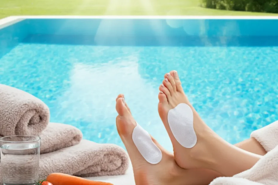 Detox foot patches with serene natural background